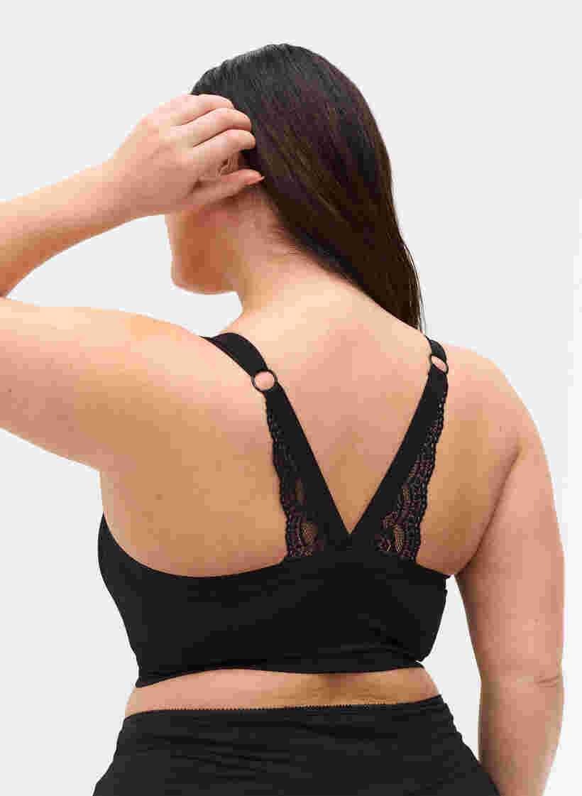 Soft bra with lace back, Black, Model image number 1