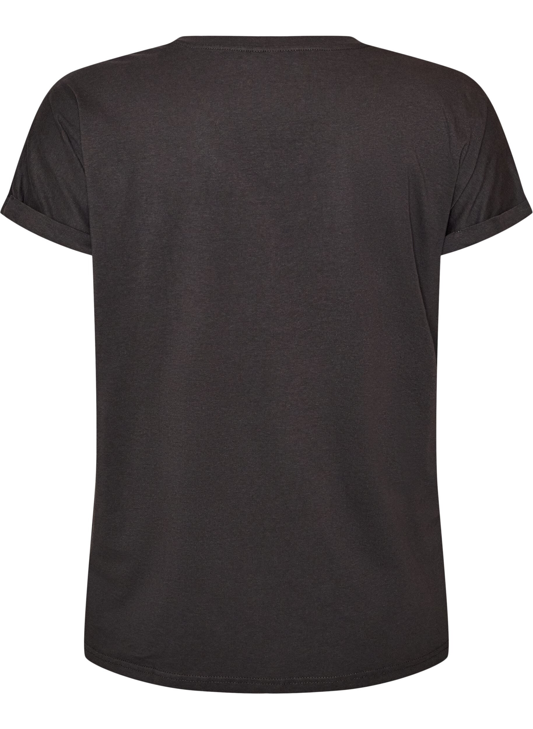 ZizzifashionCotton T-shirt with gold foil print, Dark Grey, Packshot image number 1