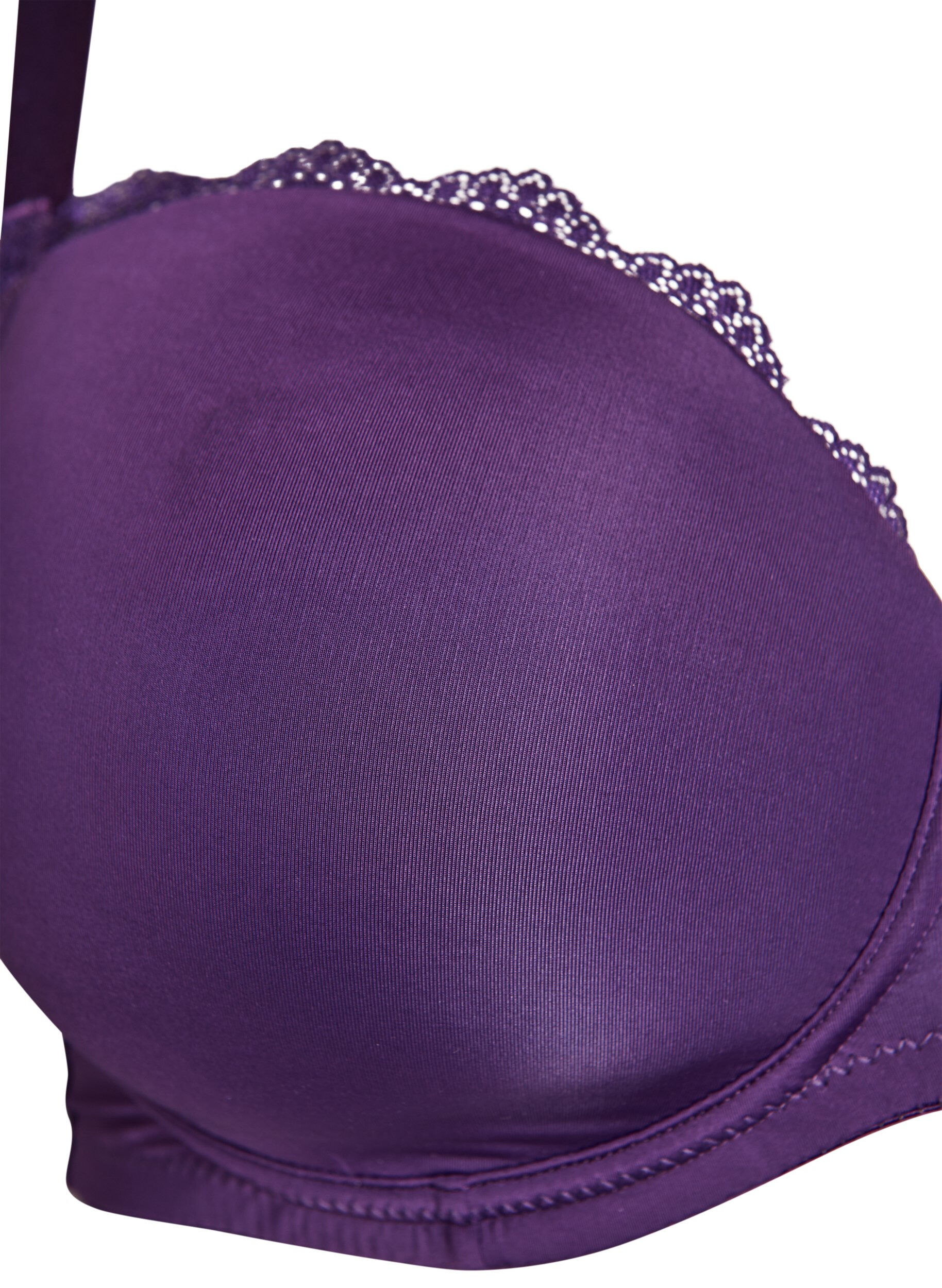 Zizzifashion Moulded bra with underwire and lace detail, Purple, Packshot image number 2