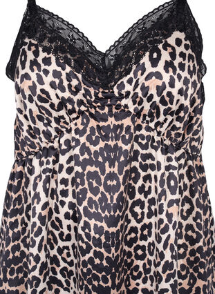 Night dress in leopard print with lace, Animal Print, Packshot image number 2