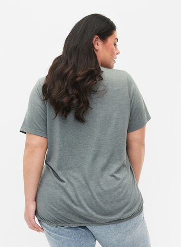 Melange t-shirt with elasticated edge, Balsam Green Mél, Model image number 1