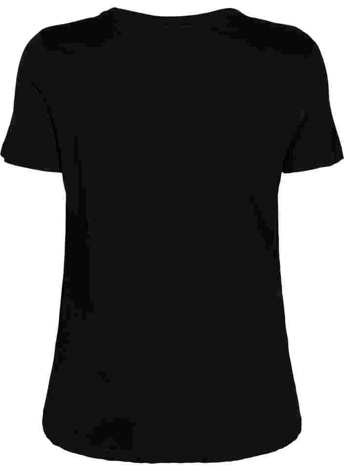 Sports t-shirt with print, Black w. stripe A, Packshot image number 1