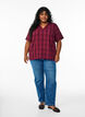Blouse with check pattern and V-neckline, Dark Bordeaux, Model image number 1
