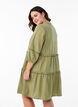 3/4 sleeve cotton dress with ruffles, Green, Model image number 2