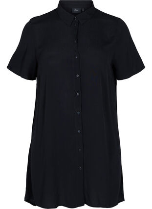 Viscose tunic with buttons, Black, Packshot image number 0