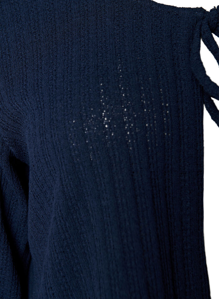 Jersey cardigan with texture and tie front, Blue, Packshot image number 2