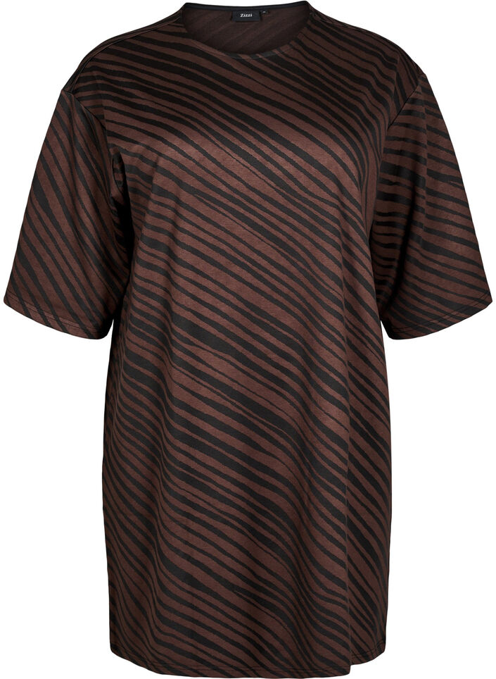 Patterned dress with 3/4 sleeves, Brown, Packshot image number 0
