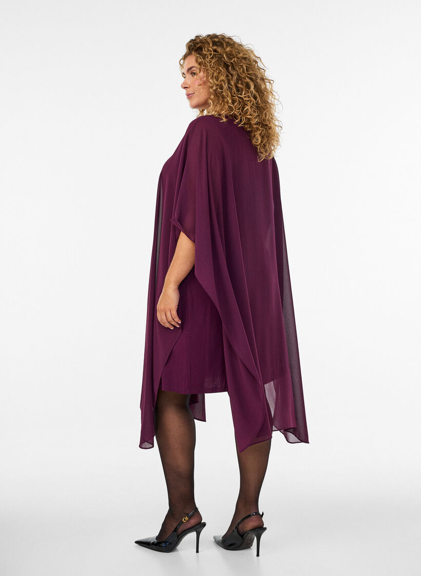 Short chiffon dress with V-neck, Purple, Model image number 1