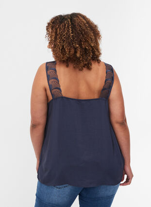 Top with v-neck and lace, Odysses Gray, Model image number 1