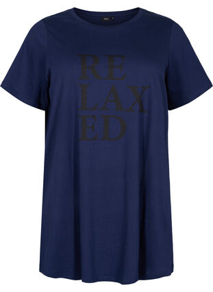 Oversized night t-shirt in organic cotton, Peacoat W. relaxed, Packshot image number 0