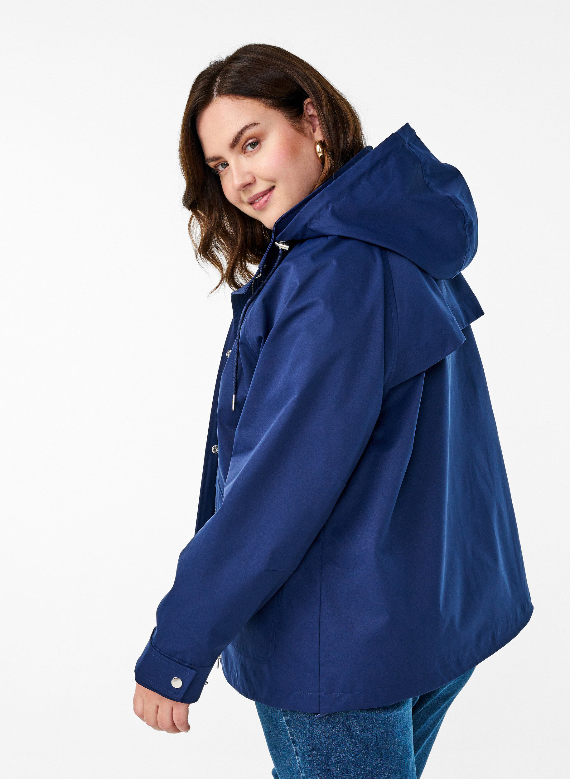 ZizzifashionShort spring jacket with detachable hood, Blue, Model image number 2