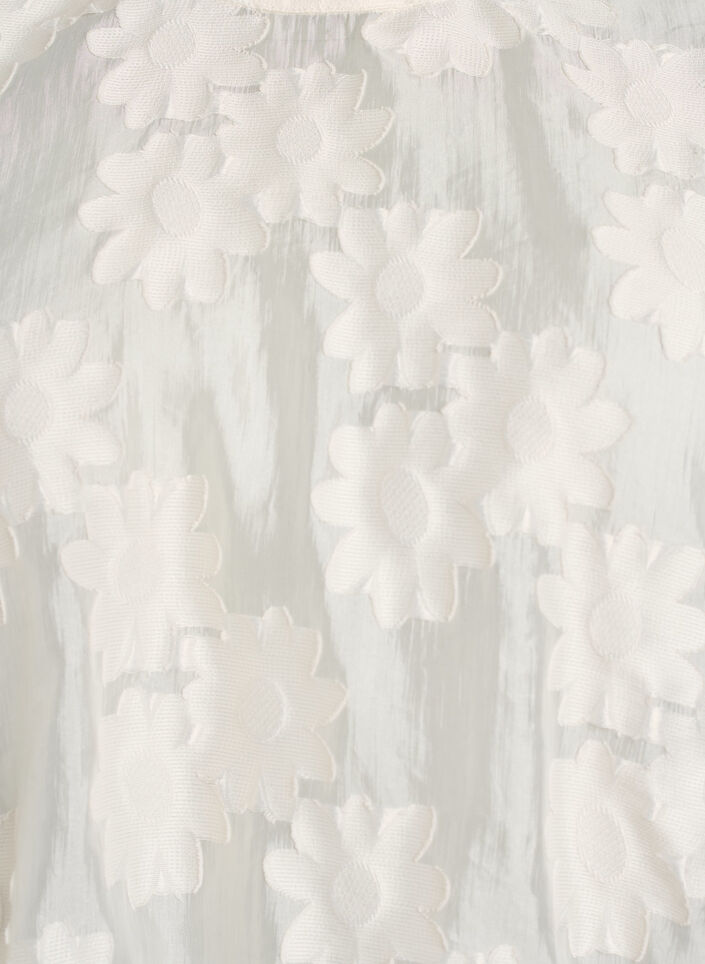 Sleeveless top in jacquard with a floral texture, Vanilla, Packshot image number 2