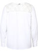 Long-sleeved blouse with lace detail (GRS), Bright White, Packshot image number 1