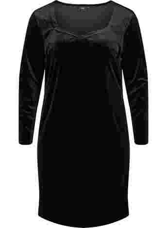 Velour dress with long sleeves