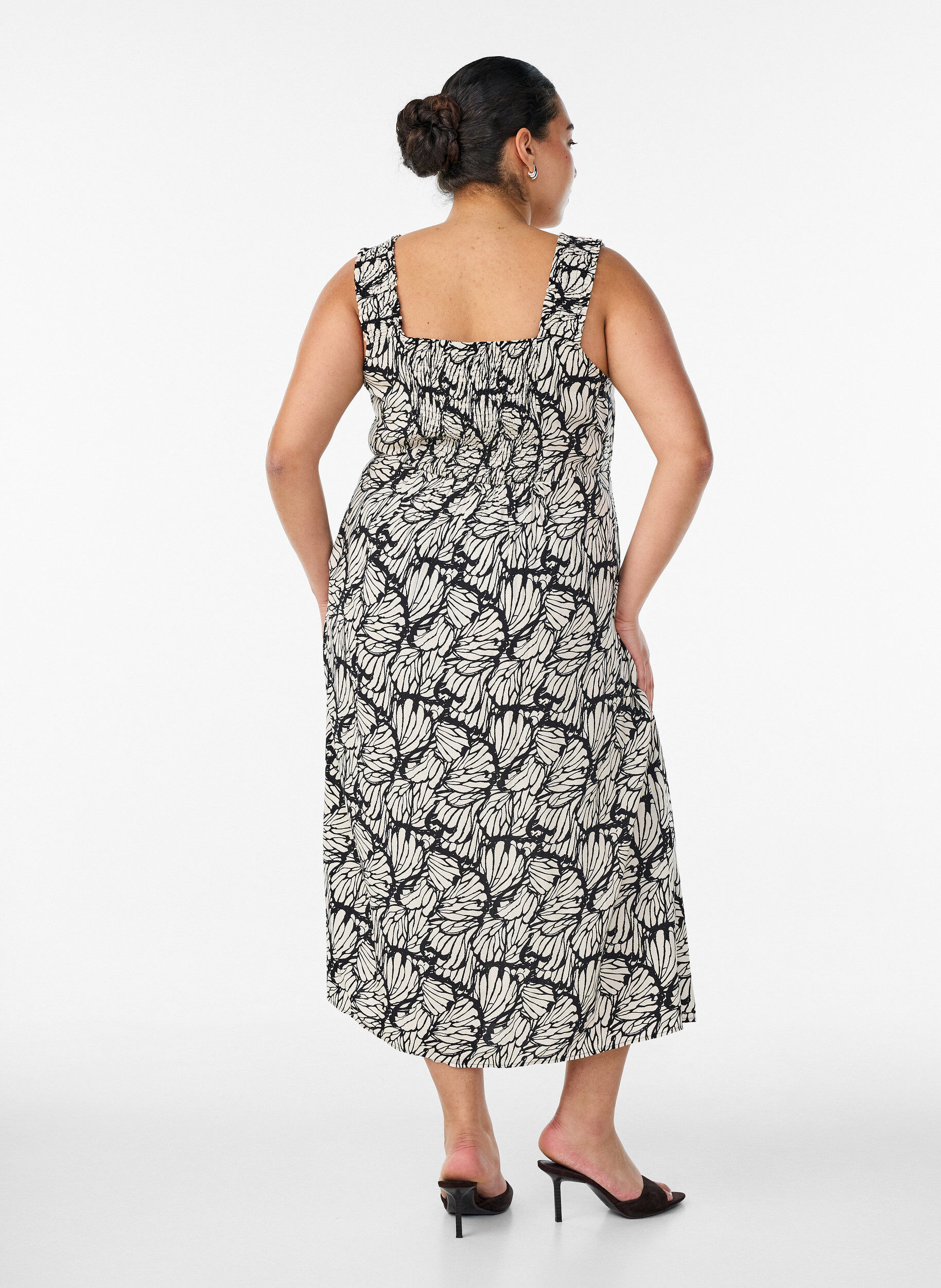 ZizzifashionSummer dress with wide straps, Black, Model image number 1