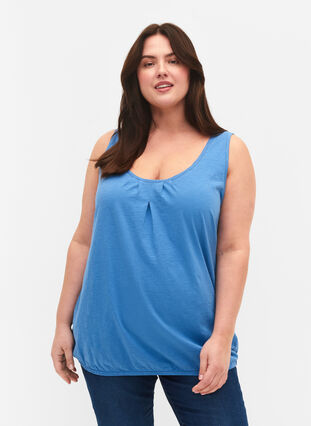 Cotton top with lace trim, Ultramarine, Model image number 0