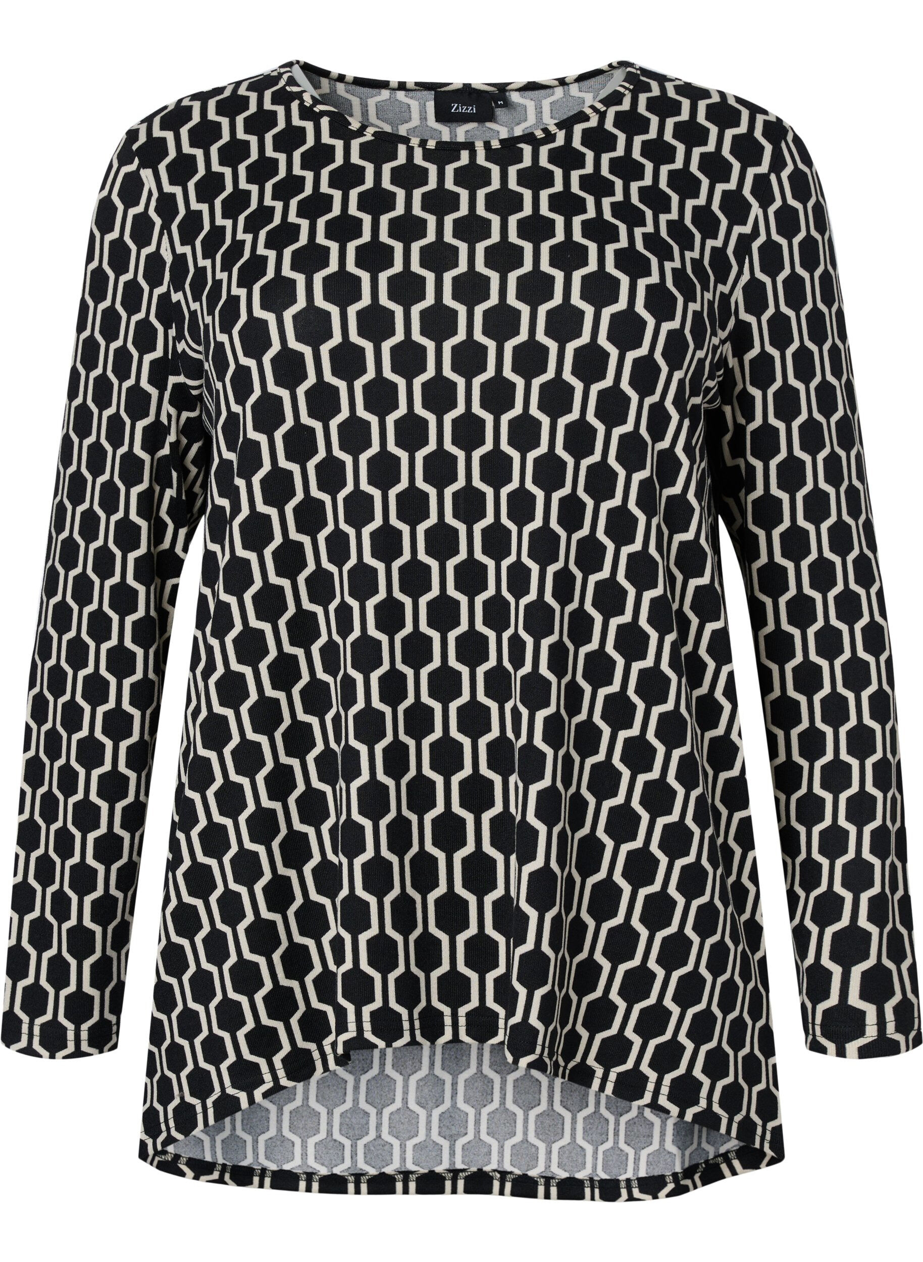Zizzifashion Patterned blouse with long sleeves, Birch W. Graphic, Packshot image number 0