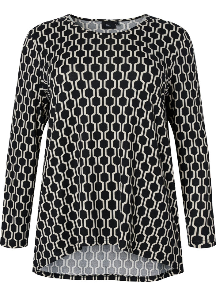 Patterned blouse with long sleeves, Birch W. Graphic, Packshot image number 0