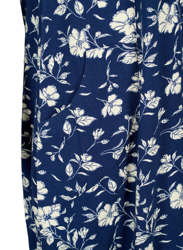 Short-sleeved, printed cotton dress, Naval Flower, Packshot image number 3