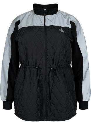 Reflective sports jacket with adjustable waist, Black w. Reflex, Packshot image number 0