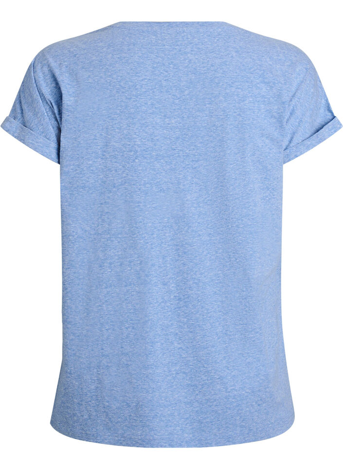 Melange t-shirt with short sleeves, Blue, Packshot image number 1