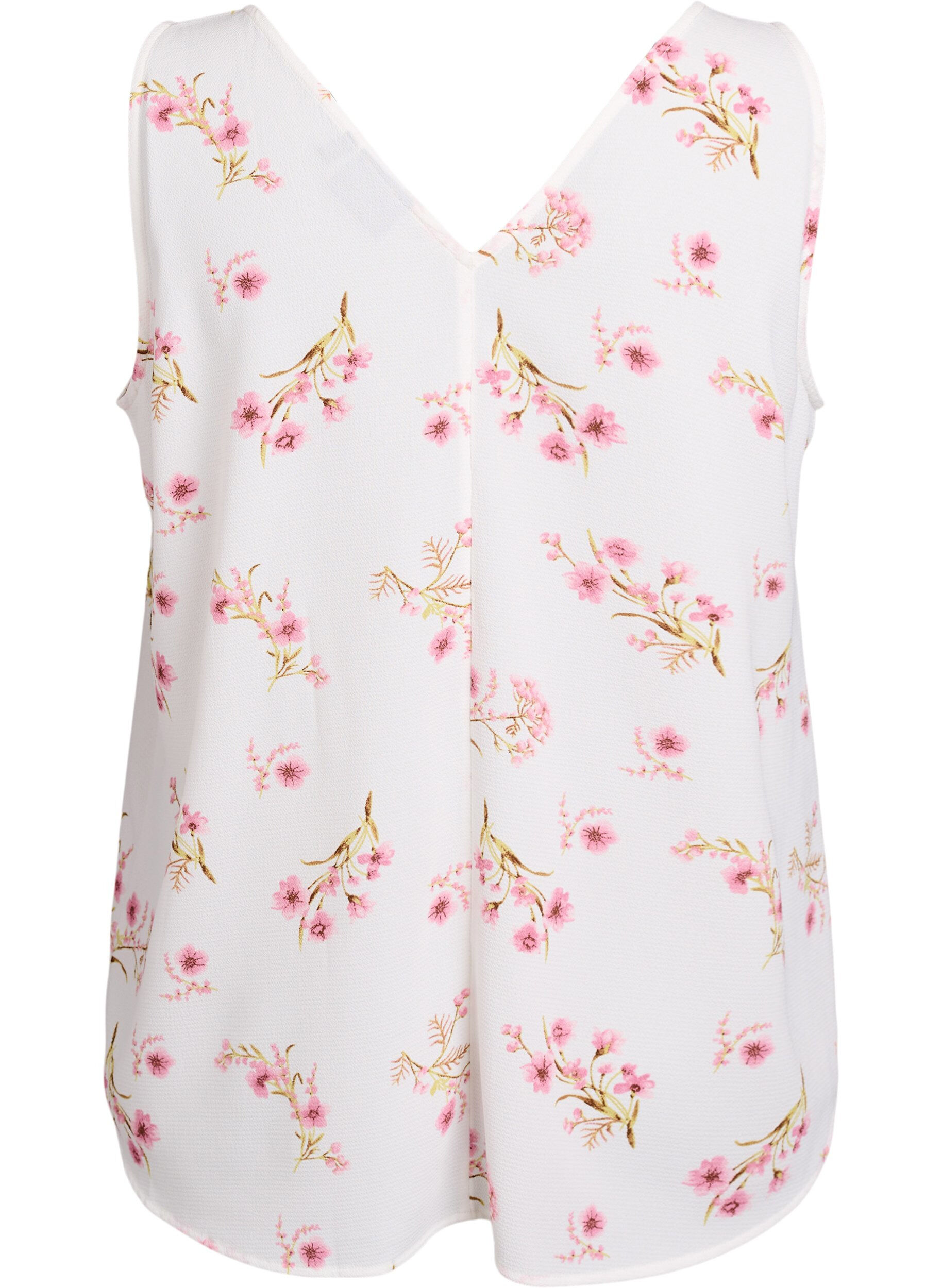 ZizzifashionPrinted top with v-neck, White, Packshot image number 1