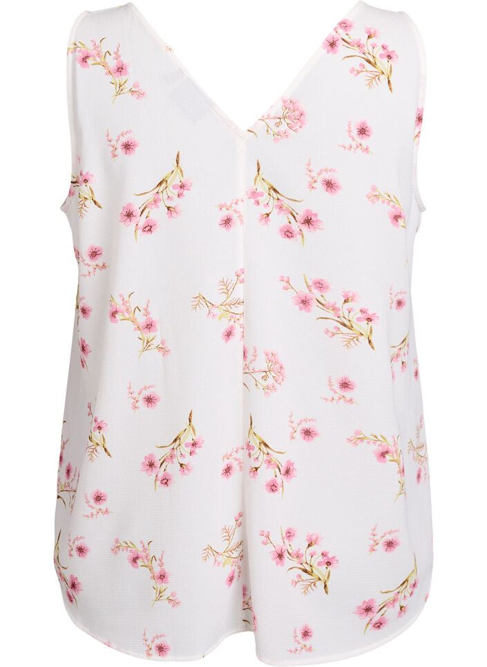 Printed top with v-neck, White, Packshot image number 1