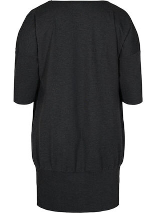 Solid-coloured tunic with 3/4-sleeves, Dark Grey Melange, Packshot image number 1