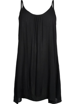 Solid colour strap dress in viscose, Black, Packshot image number 0