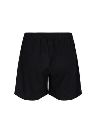 Loose shorts in a cotton blend with linen, Black, Packshot image number 1