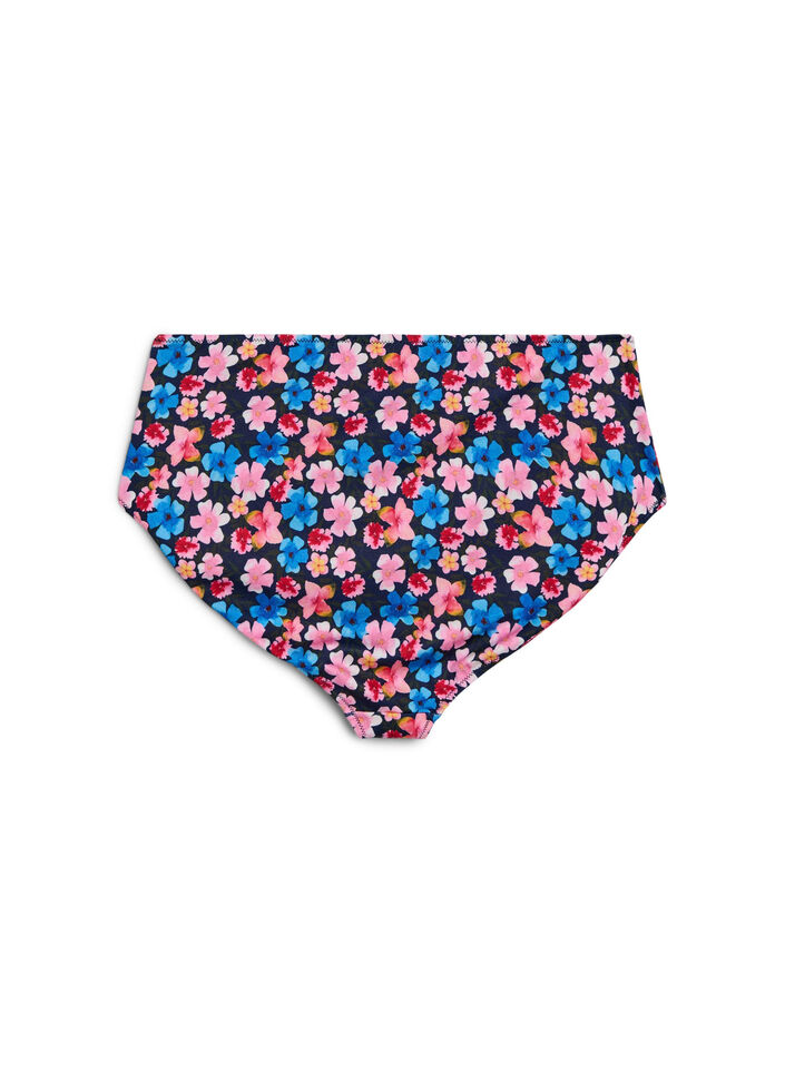 High-waisted floral bikini bottoms, Red, Packshot image number 1