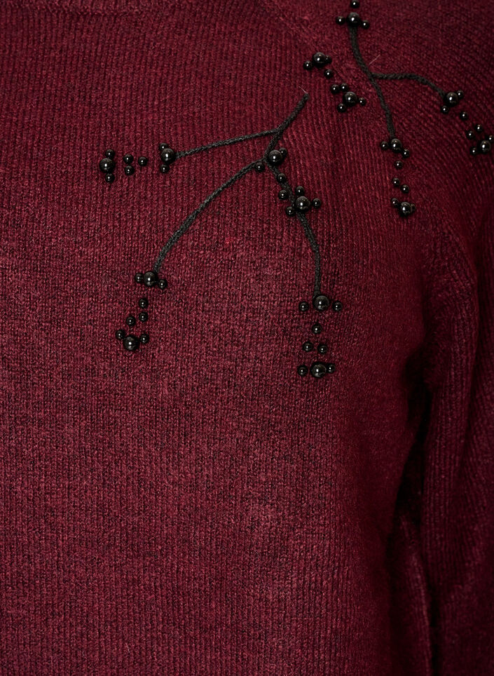 Jumper with pearl embroidery, Red, Packshot image number 2