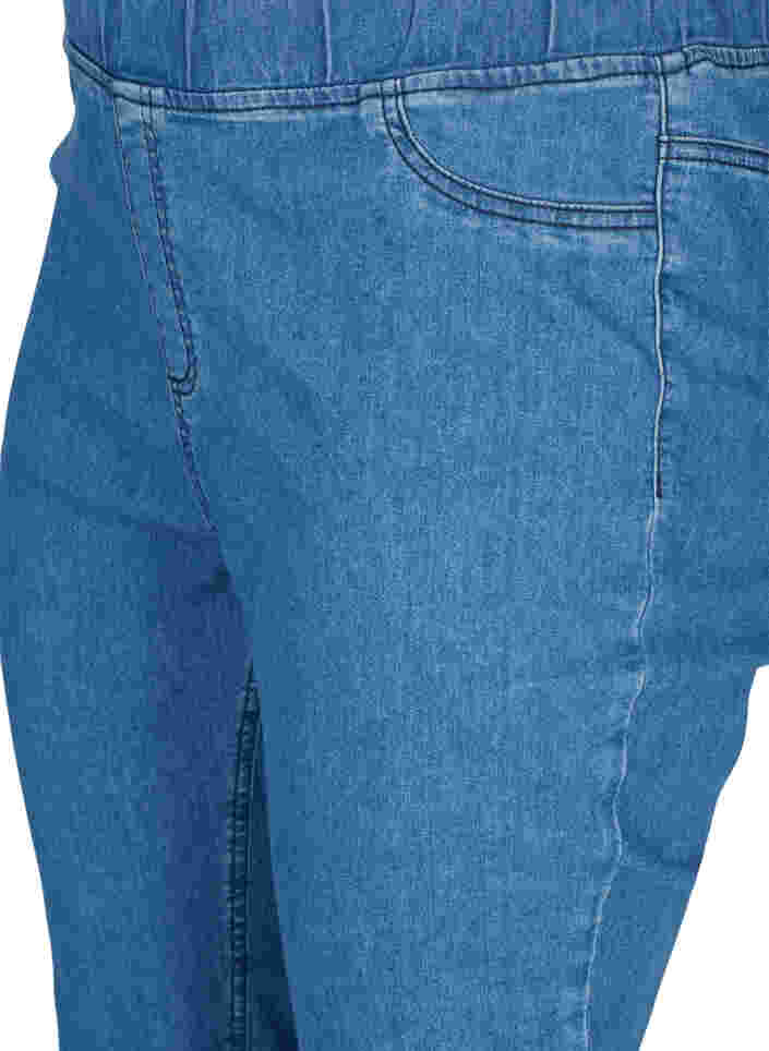 Cotton blend jeggings with back pockets, Blue denim, Packshot image number 2