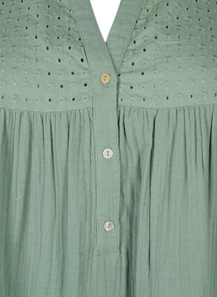 Tunic in cotton with embroidery anglaise, Chinois Green, Packshot image number 2