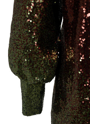 Sequin dress with balloon sleeves - Green - Sz. 40-64 - Zizzifashion Sequin dress with balloon sleeves - Green - Sz. 40-64 - Zizzifashion