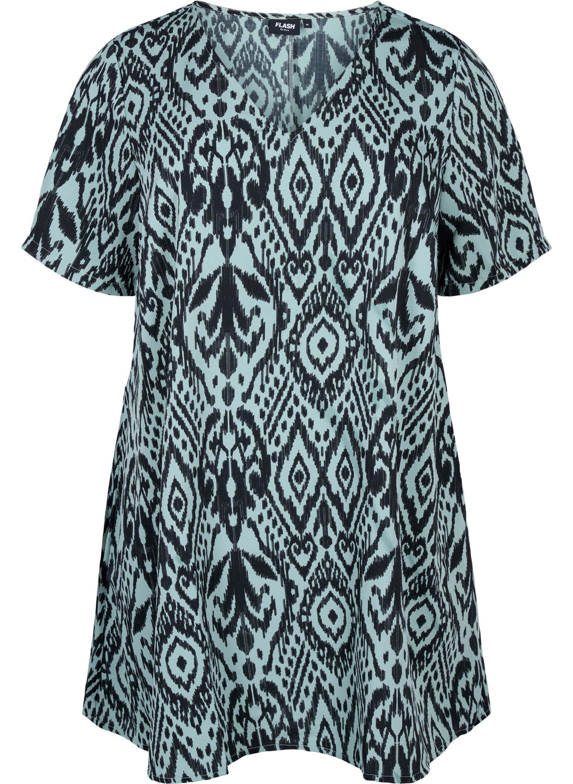 Zizzifashion FLASH - Tunic with v neck and print, Green Bay Ethnic, Packshot image number 0
