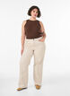 Cotton ribbed top with high neck, Brown, Model image number 1