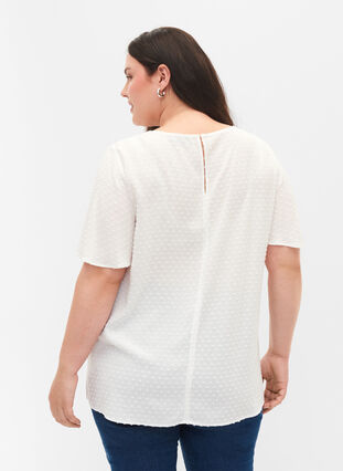 Structured viscose blouse with batwing sleeves, Bright White, Model image number 1