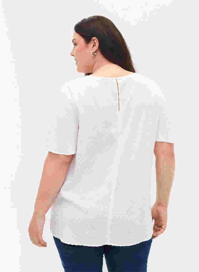 Structured viscose blouse with batwing sleeves, Bright White, Model image number 1