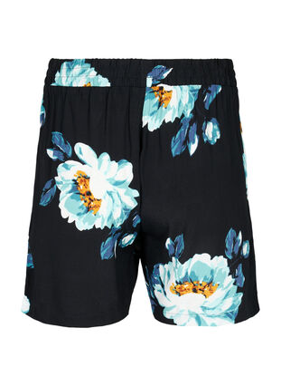 Loose-fitting shorts in viscose, Black Big Flower, Packshot image number 1