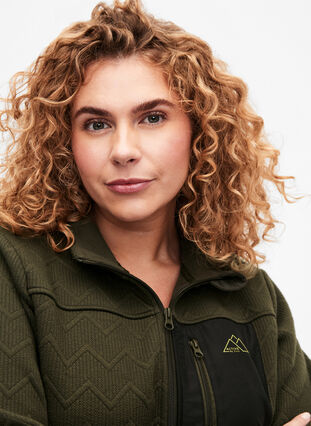 Sporty fleece jacket with pockets, Forest Night, Model image number 2