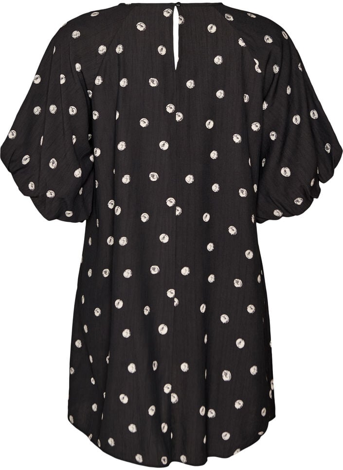 Short viscose dress with balloon sleeves, 9990, Packshot