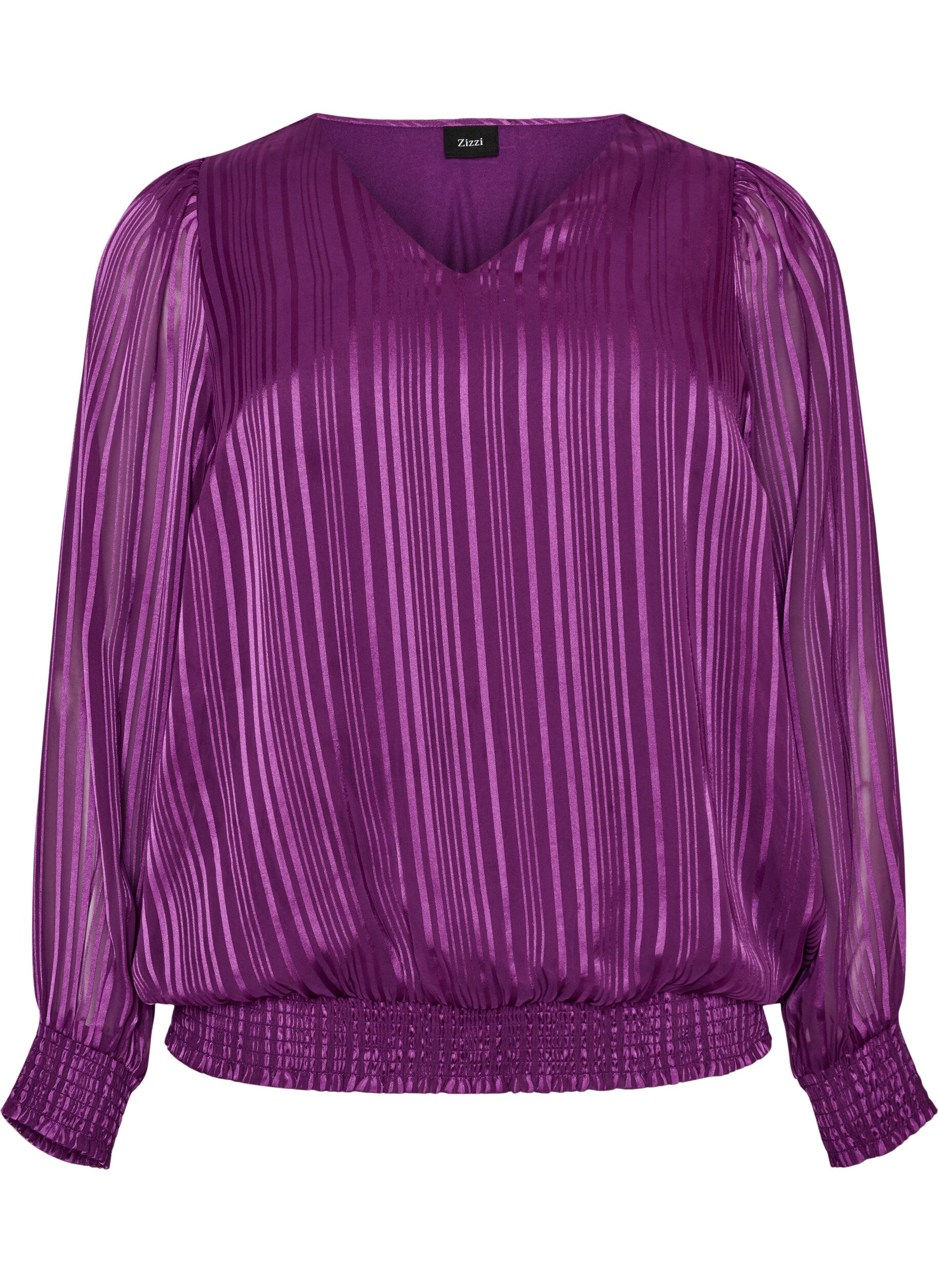 Striped blouse with a balloon shape
