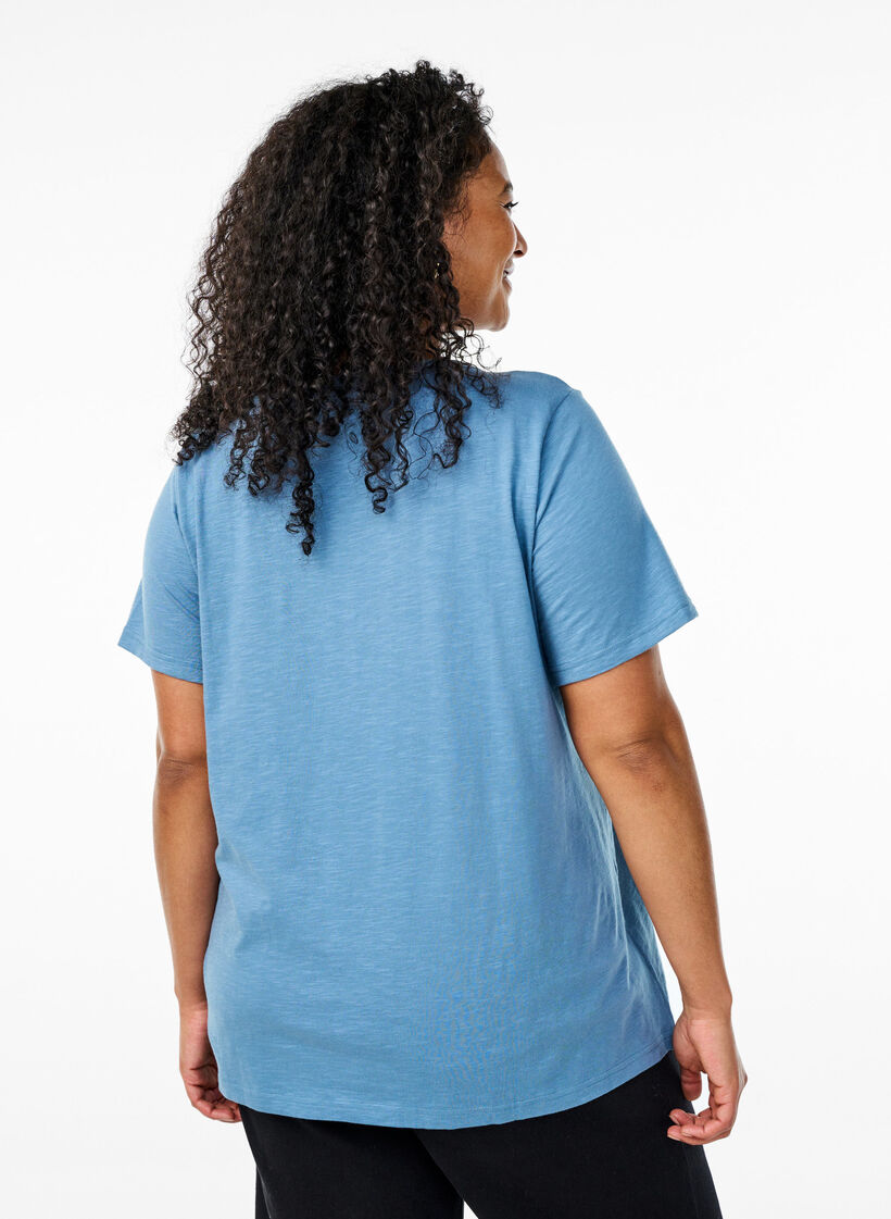 FLASH - T-shirt with button detail, Blue, Model image number 2