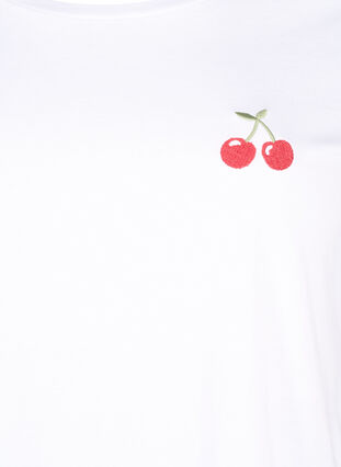 Cotton t-shirt with embroidered cherry, B.White CherryEMB., Packshot image number 2