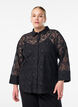 Lace shirt with 3/4 sleeves, Black, Model image number 0