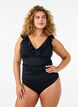 Swimsuit with ruffles and removable inserts, Black, Model image number 0