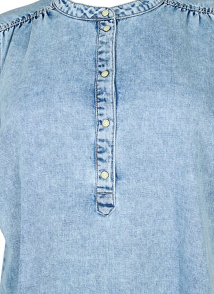Short sleeve denim dress with an a-line cut, Blue denim, Packshot image number 2