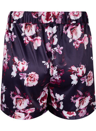 Patterned night shorts with drawstring, Voilet Flower AOP, Packshot image number 1