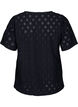 Short-sleeved blouse with hole pattern, Black, Packshot image number 1